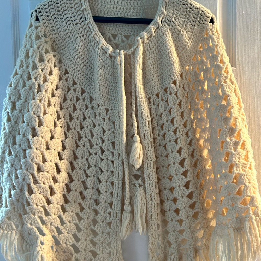 Elegant Cream Crochet shawl/poncho
